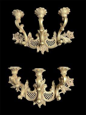 Vintage Homco Pair Triple Arm Sconces 4002T Hollywood Regency Mid Century Glam